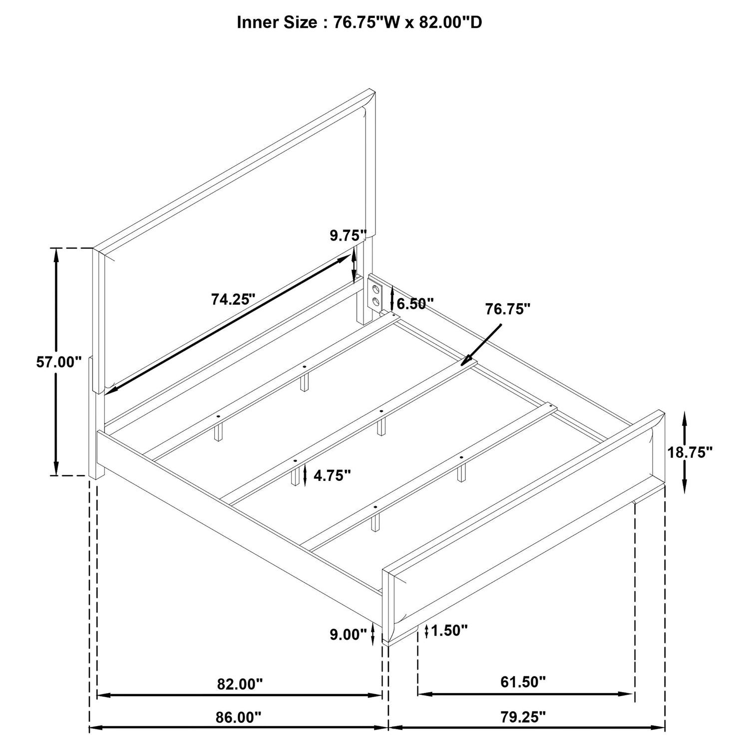 Gracemont 57-inch Eastern King Panel Bed Grey and White - 225071KE