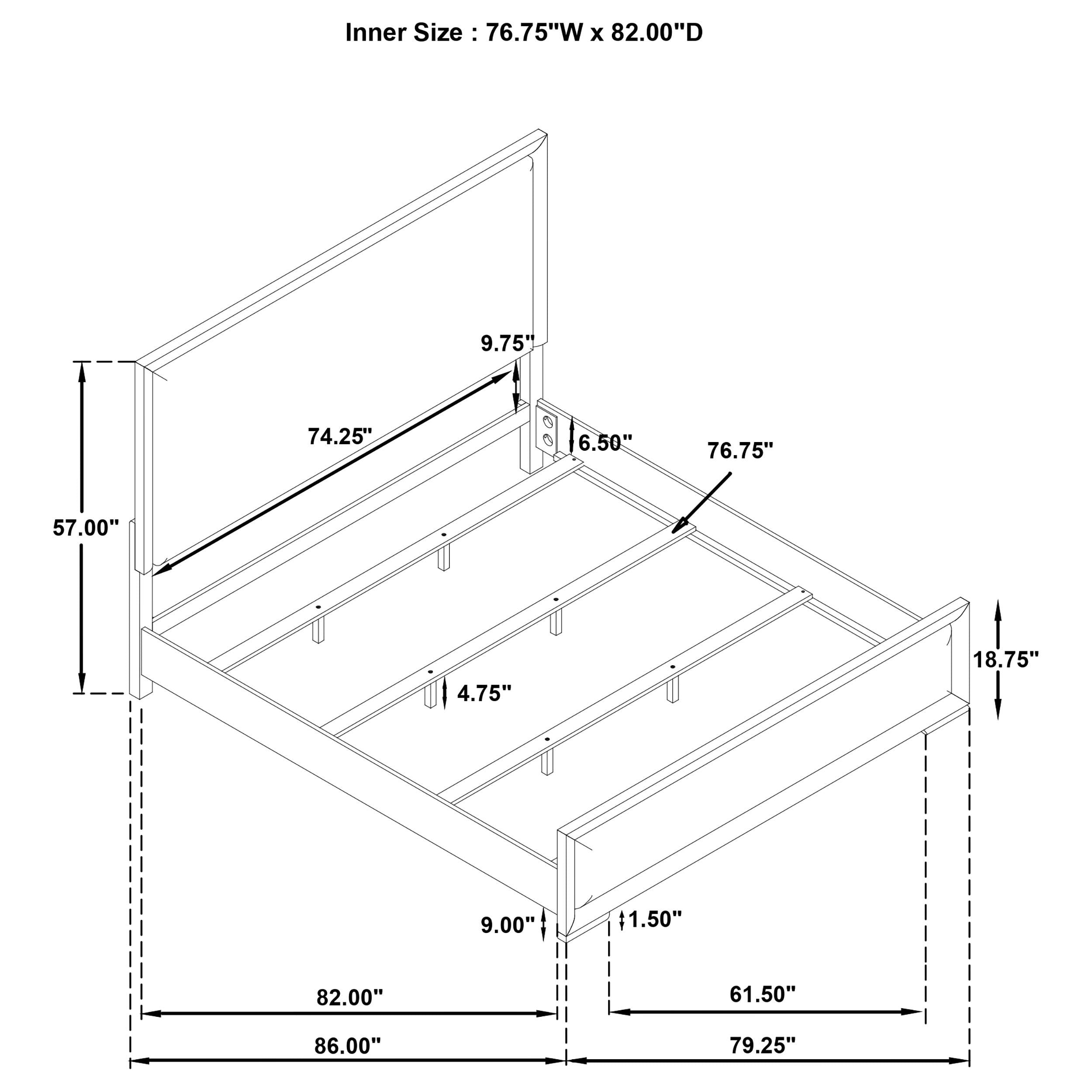 Gracemont 57-inch Eastern King Panel Bed Grey and White - 225071KE