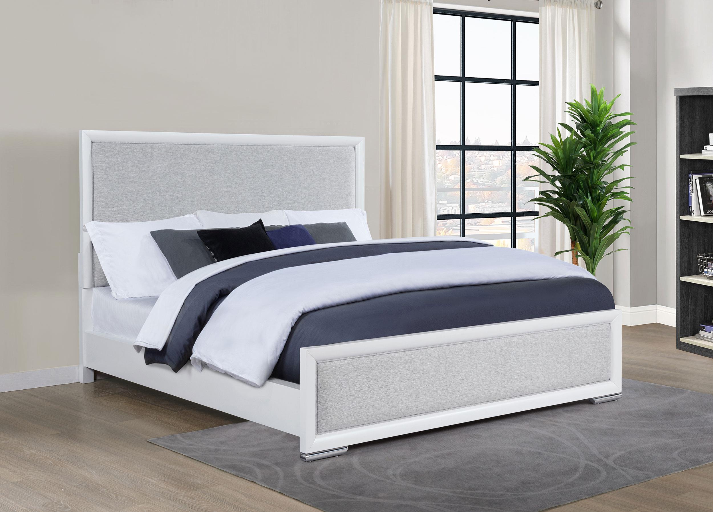 Gracemont 57-inch Eastern King Panel Bed Grey and White - 225071KE