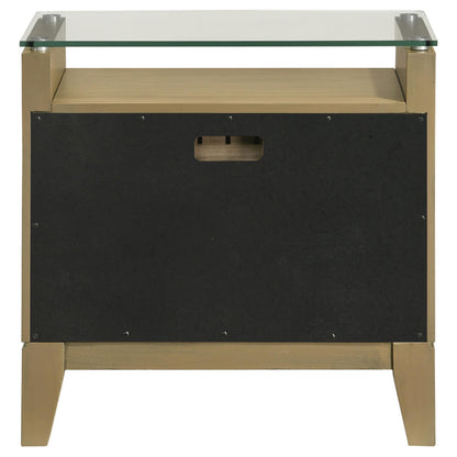 Granada 2-drawer Glass Top Nightstand Natural Pine - 224922