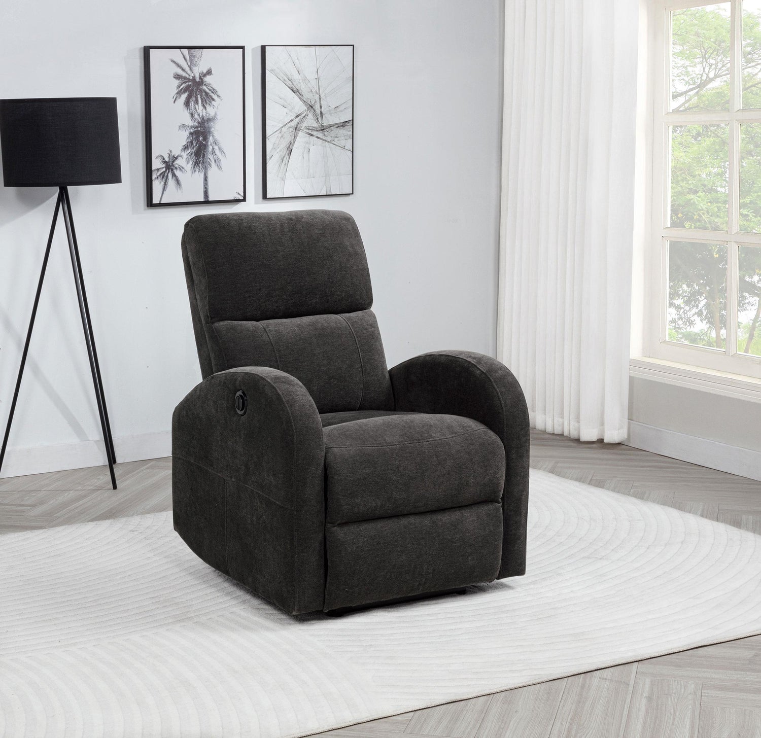 Grant Fabric Upholstered Power Recliner Chair Charcoal Grey - 603293P