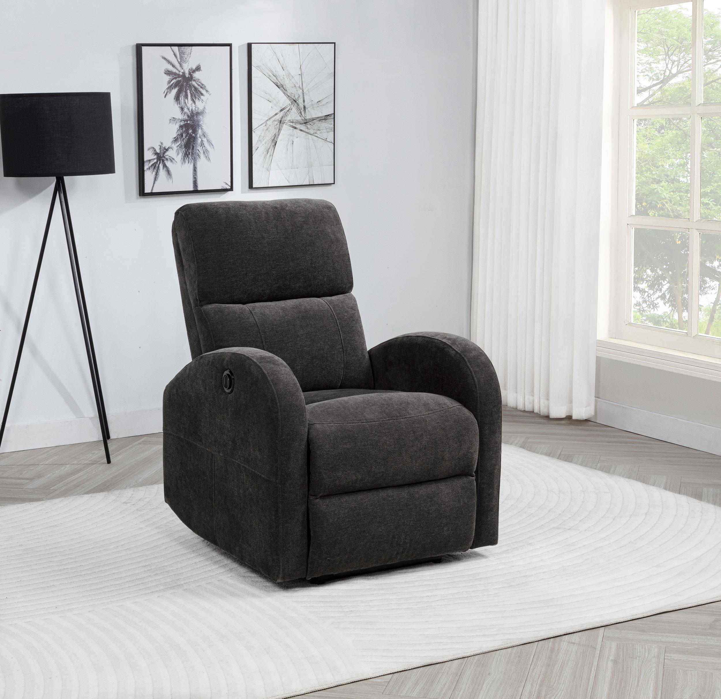 Grant Fabric Upholstered Power Recliner Chair Charcoal Grey - 603293P