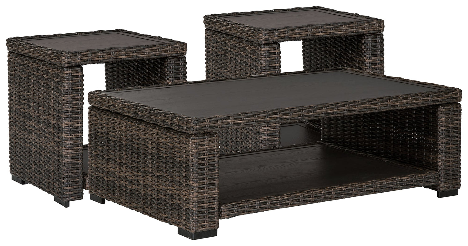 Grasson Lane Outdoor Coffee Table with 2 End Tables in Brown - PKG008829
