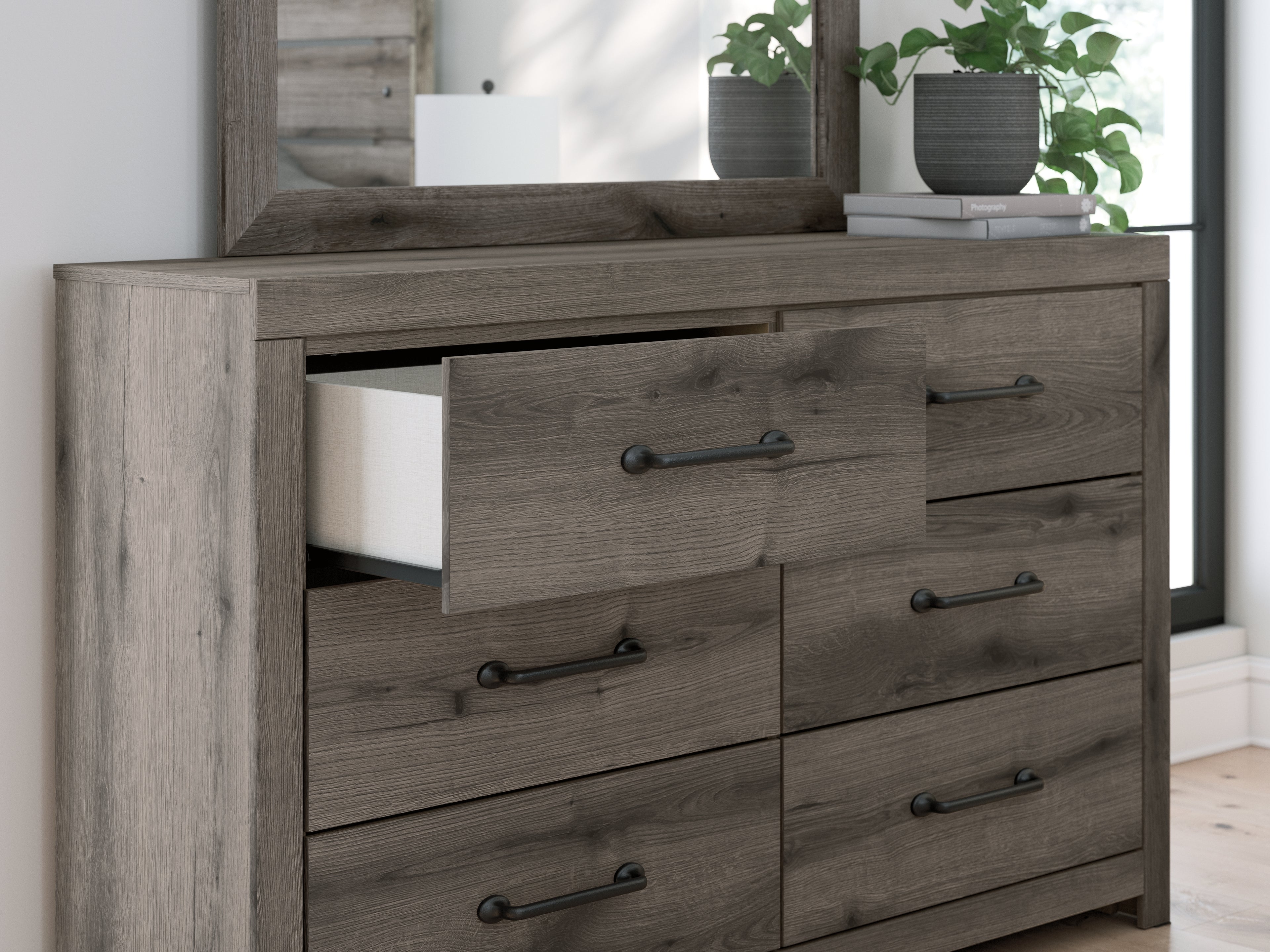 Graystorm Brown Gray Dresser and Mirror - PCB2405B1