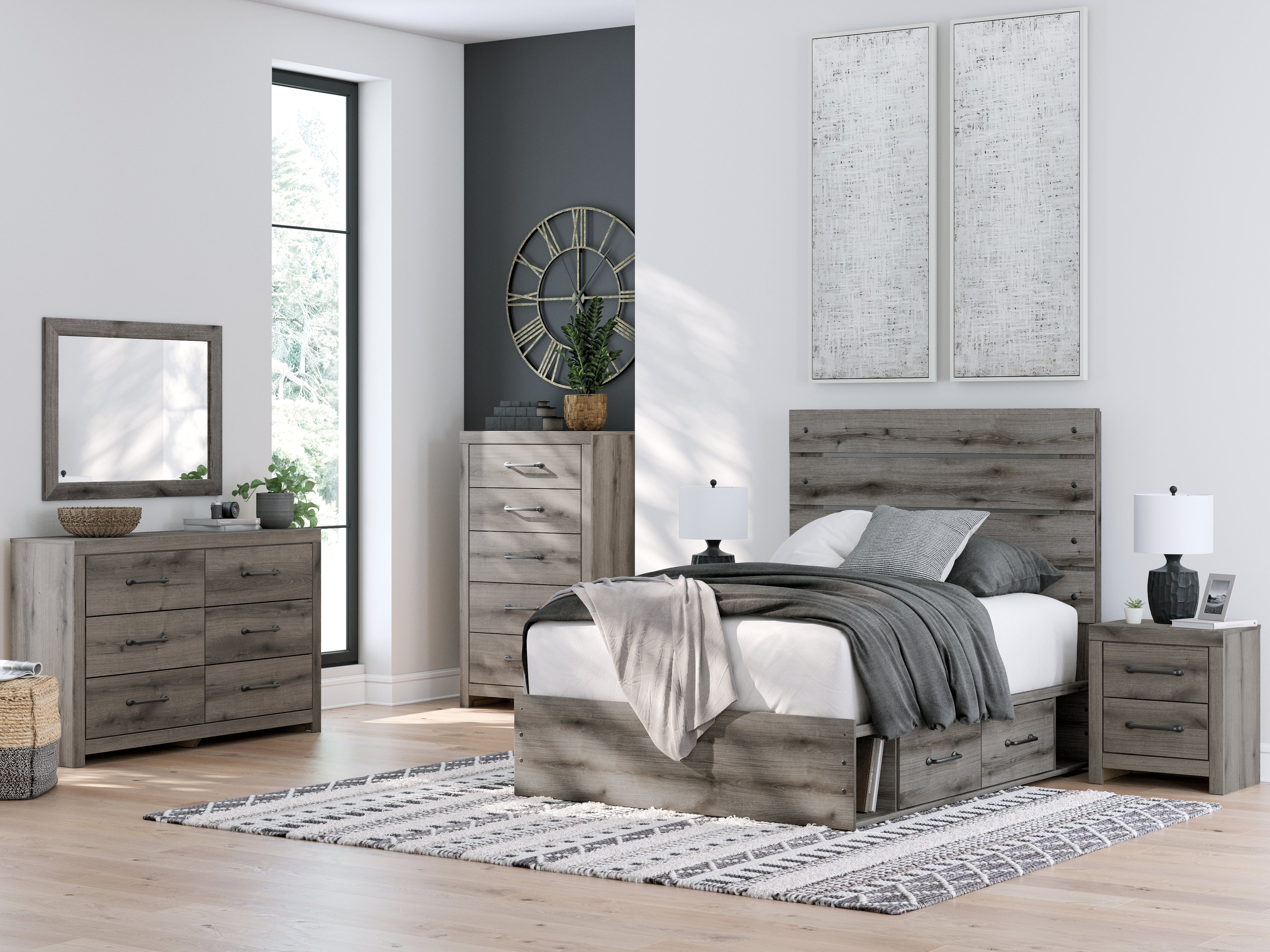 Graystorm Brown Gray Full Panel Bed with Storage - PCB2405B17
