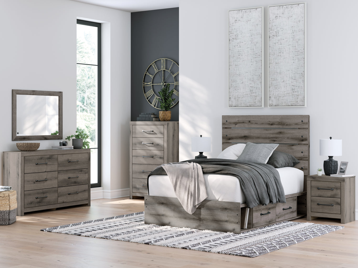 Graystorm Brown Gray Full Panel Storage Bed - PCB2405B16