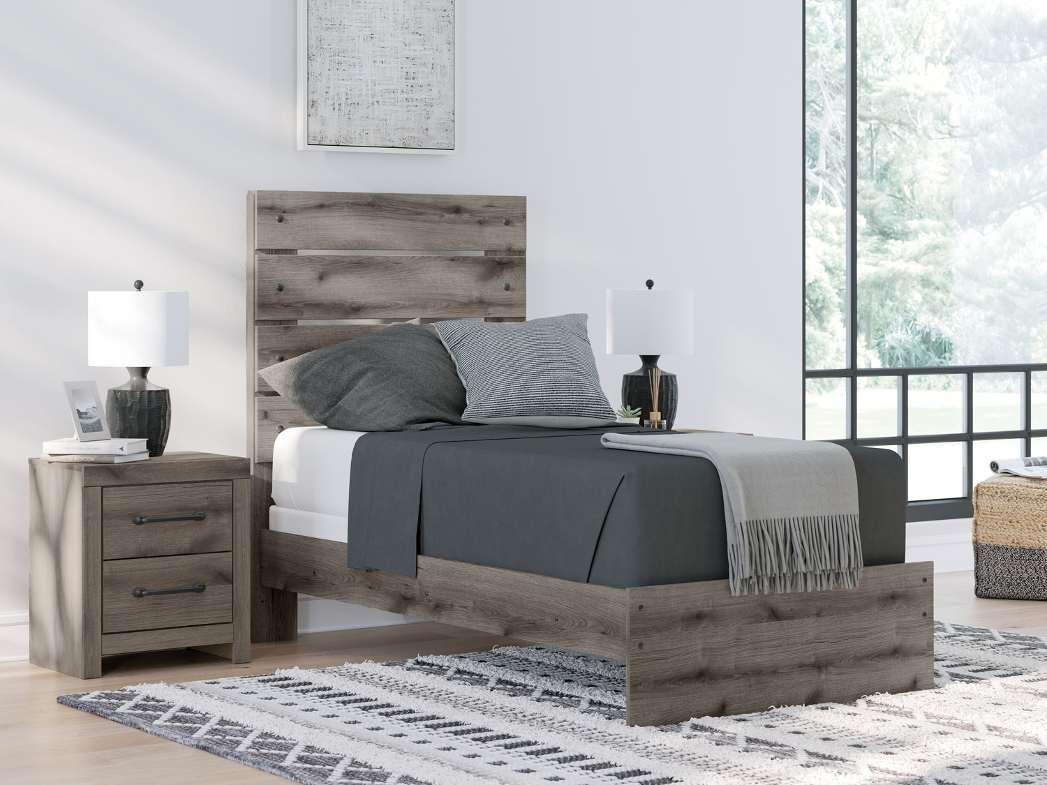 Graystorm Brown Gray Twin Panel Bed - PCB2405B12