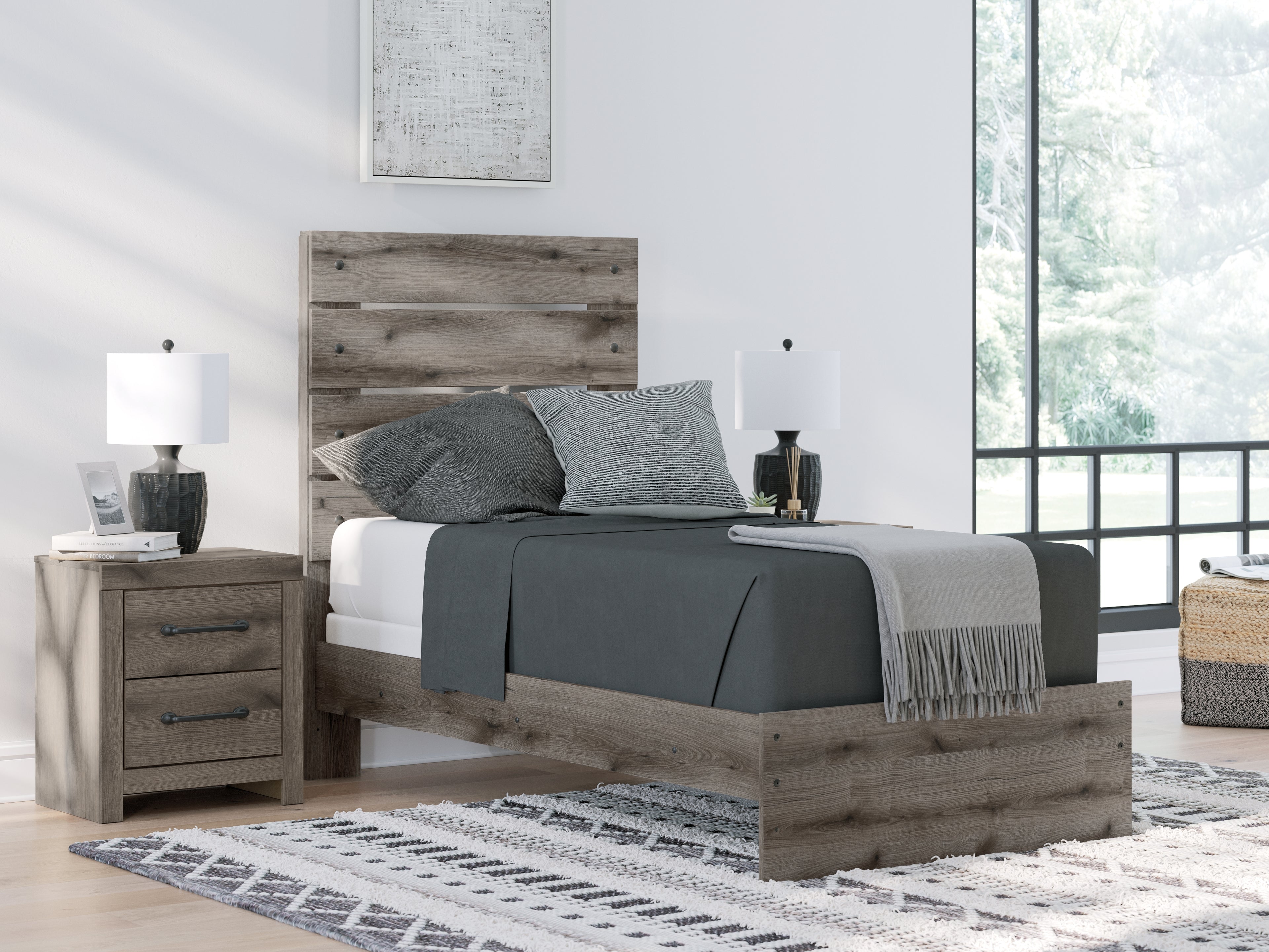 Graystorm Brown Gray Twin Panel Bed - PCB2405B12