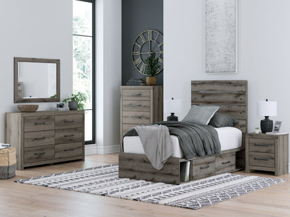 Graystorm Brown Gray Twin Panel Bed with Storage - PCB2405B19
