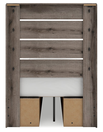 Graystorm Brown Gray Twin Panel Bed with Storage - PCB2405B19
