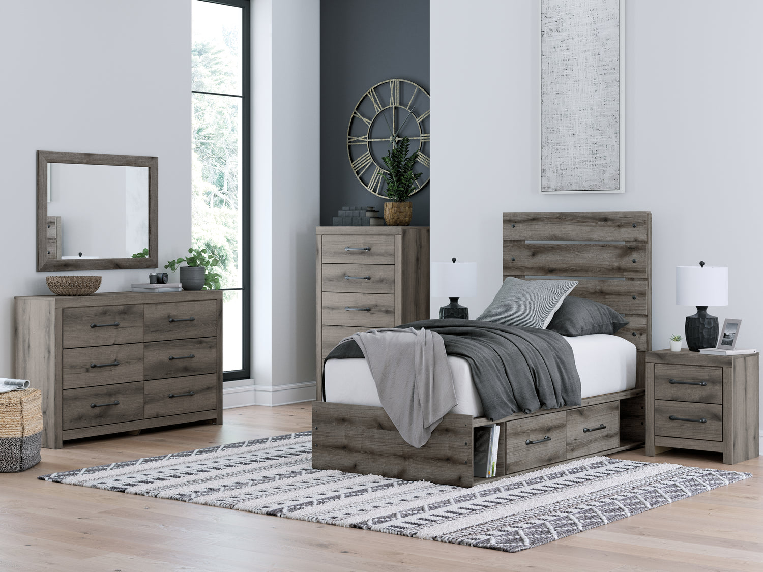 Graystorm Brown Gray Twin Panel Storage Bed - PCB2405B18