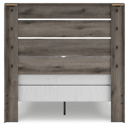 Graystorm Full Panel Bed with Mirrored Dresser and 2 Nightstands in Brown Gray from Ashley - Luna Furniture