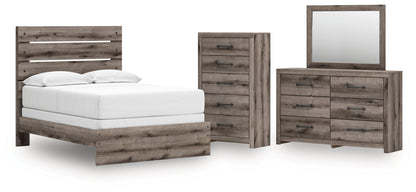 Graystorm Full Panel Bed with Mirrored Dresser and Chest in Brown Gray from Ashley - Luna Furniture