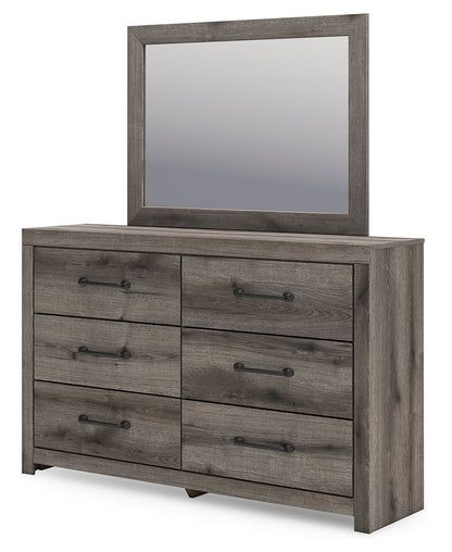 Graystorm Full Panel Bed with Storage with Mirrored Dresser and Nightstand in Brown Gray from Ashley - Luna Furniture