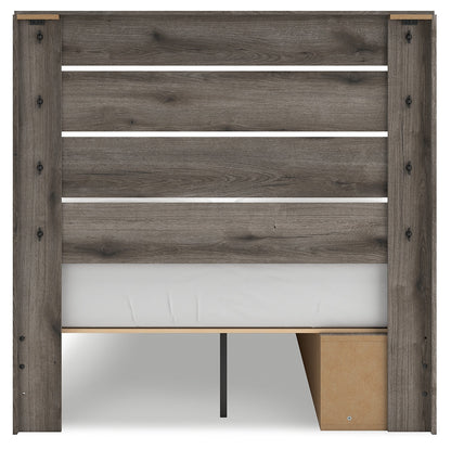 Graystorm Full Panel Bed with Storage with Mirrored Dresser and Nightstand in Brown Gray from Ashley - Luna Furniture