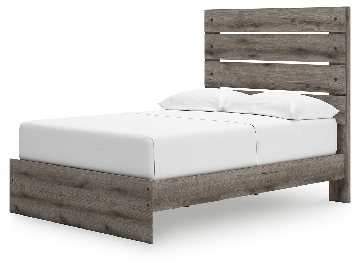 Graystorm Full Panel Bed with Storage with Mirrored Dresser and Nightstand in Brown Gray from Ashley - Luna Furniture
