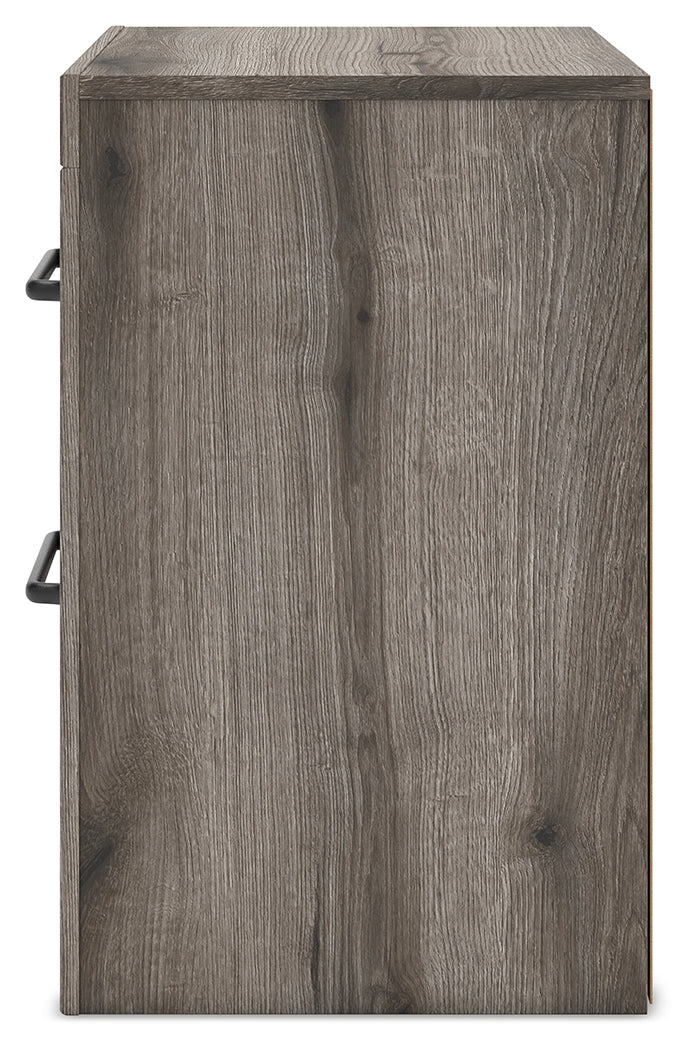 Graystorm Full Panel Bed with Storage with Mirrored Dresser and Nightstand in Brown Gray from Ashley - Luna Furniture