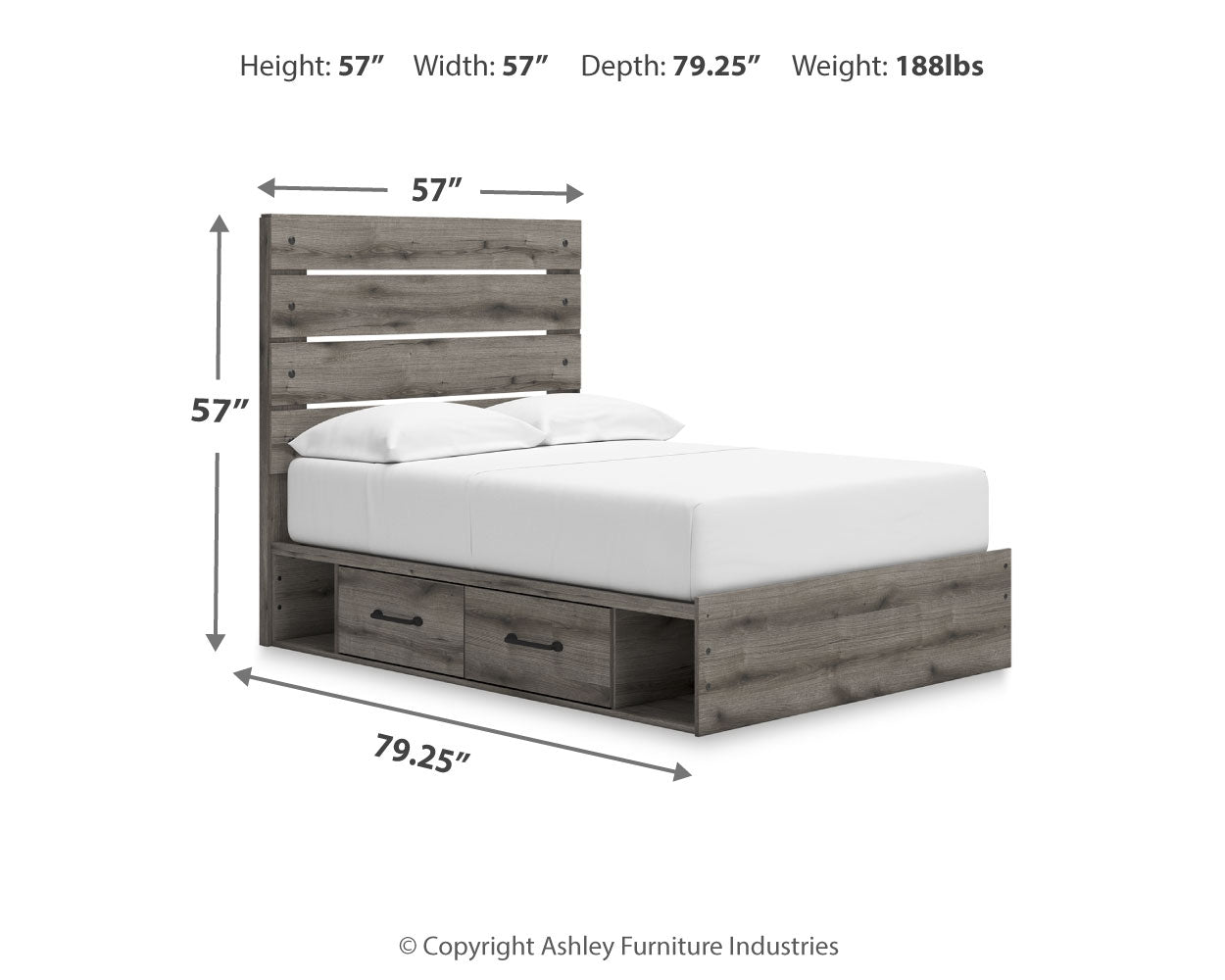 Graystorm Full Panel Bed with Storage with Mirrored Dresser and Nightstand in Brown Gray from Ashley - Luna Furniture