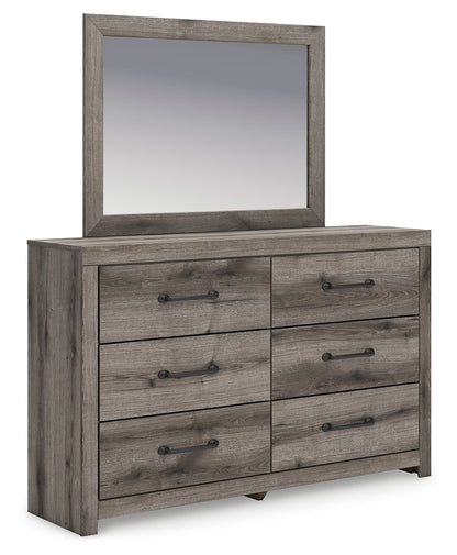 Graystorm Full Panel Bed with Storage with Mirrored Dresser and Nightstand in Brown Gray from Ashley - Luna Furniture