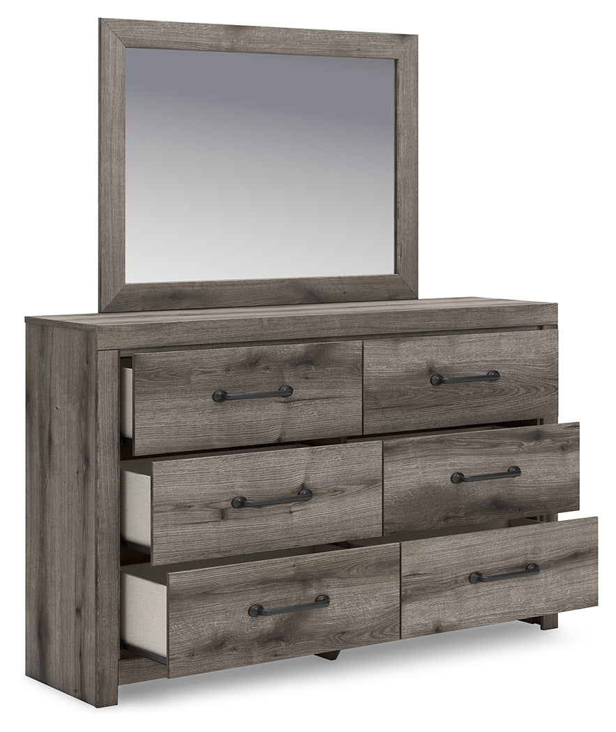 Graystorm Full Panel Bed with Storage with Mirrored Dresser, Chest and 2 Nightstands in Brown Gray from Ashley - Luna Furniture