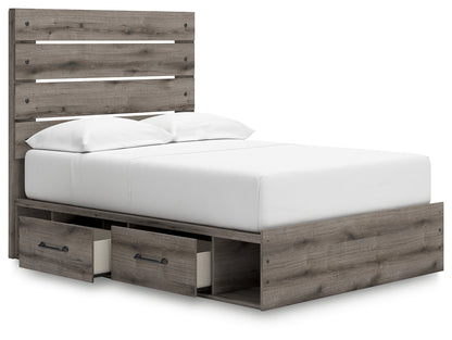 Graystorm Full Panel Bed with Storage with Mirrored Dresser, Chest and 2 Nightstands in Brown Gray from Ashley - Luna Furniture