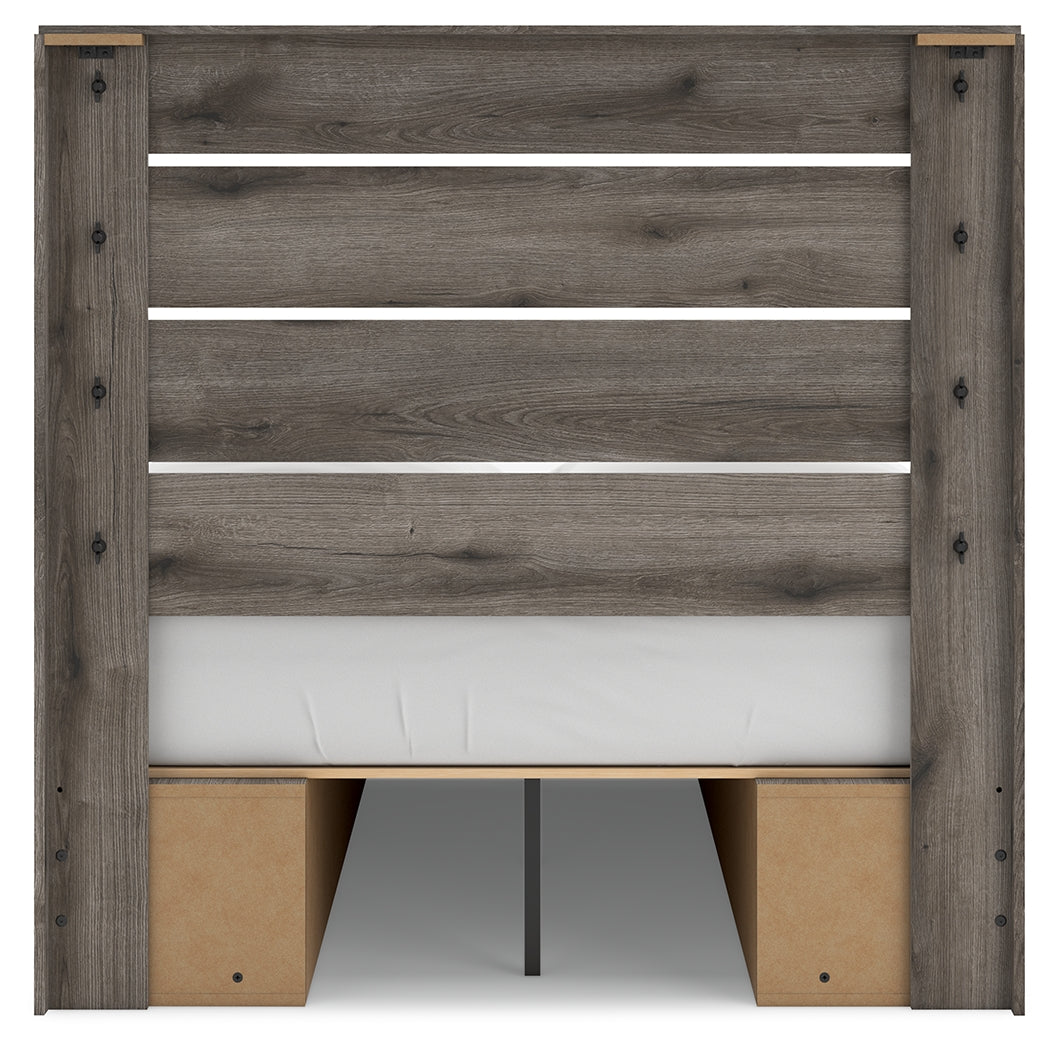 Graystorm Full Panel Bed with Storage with Mirrored Dresser, Chest and 2 Nightstands in Brown Gray from Ashley - Luna Furniture