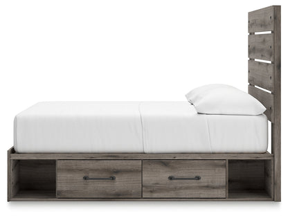 Graystorm Full Panel Bed with Storage with Mirrored Dresser, Chest and 2 Nightstands in Brown Gray from Ashley - Luna Furniture