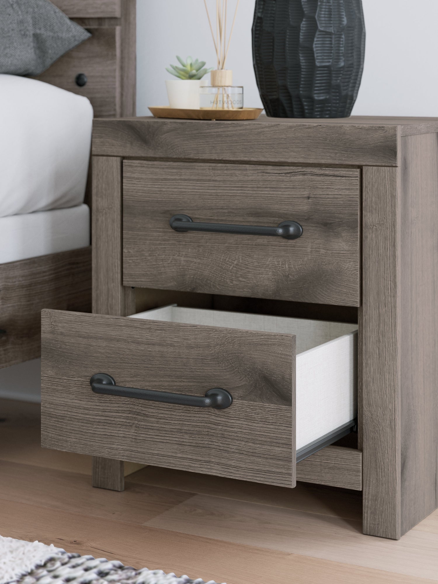 Graystorm Full Panel Bed with Storage with Mirrored Dresser, Chest and 2 Nightstands in Brown Gray from Ashley - Luna Furniture