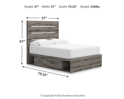 Graystorm Full Panel Bed with Storage with Mirrored Dresser, Chest and 2 Nightstands in Brown Gray from Ashley - Luna Furniture