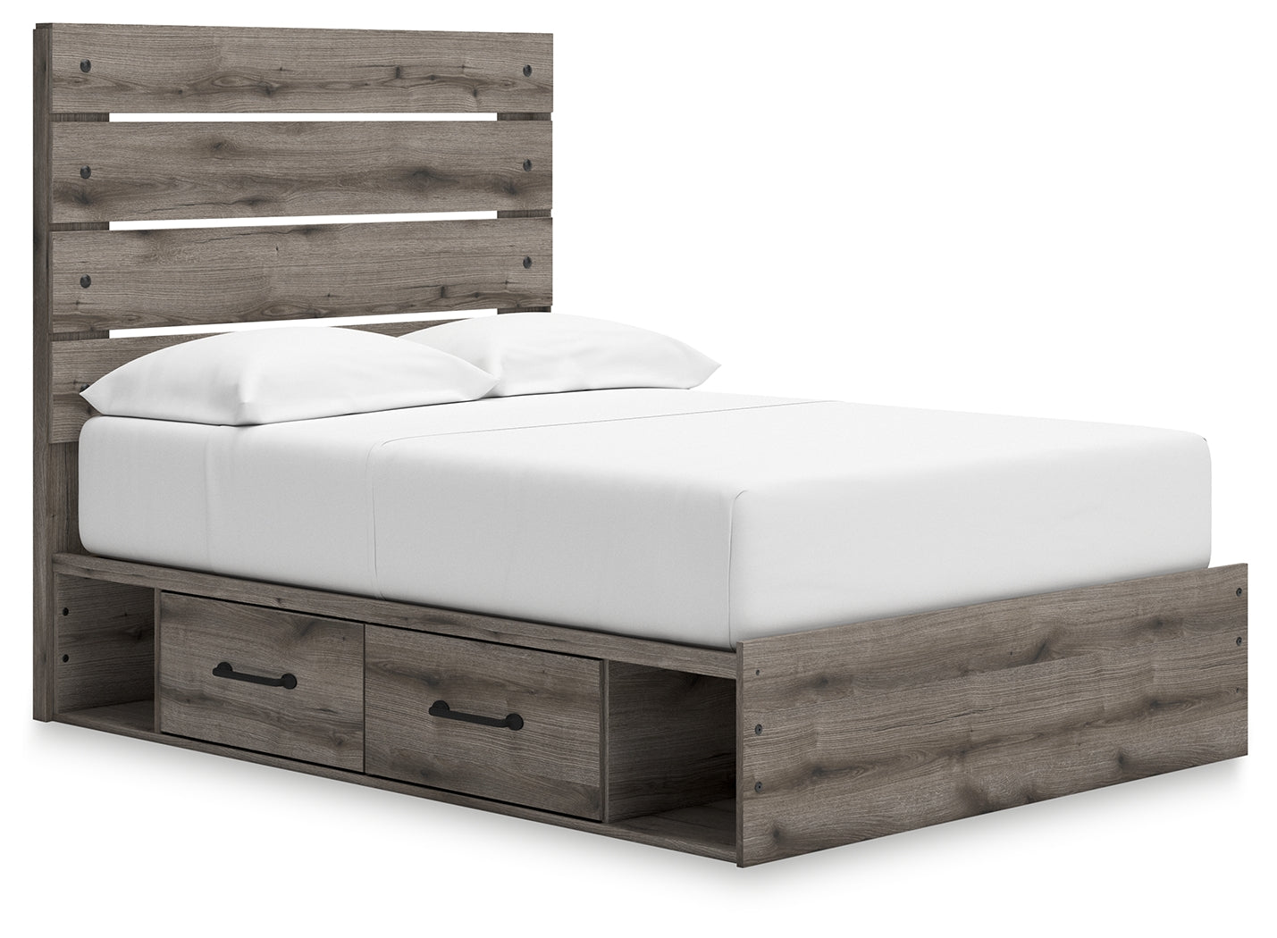 Graystorm Full Panel Bed with Storage with Mirrored Dresser in Brown Gray from Ashley - Luna Furniture
