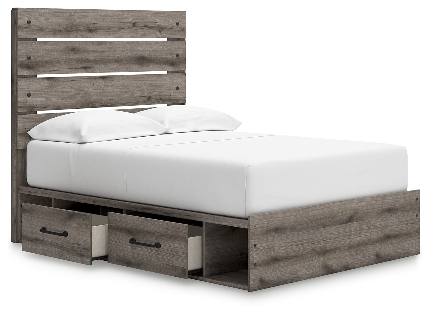 Graystorm Full Panel Bed with Storage with Mirrored Dresser in Brown Gray from Ashley - Luna Furniture