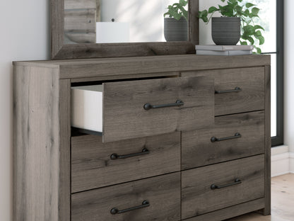 Graystorm Full Panel Bed with Storage with Mirrored Dresser in Brown Gray from Ashley - Luna Furniture