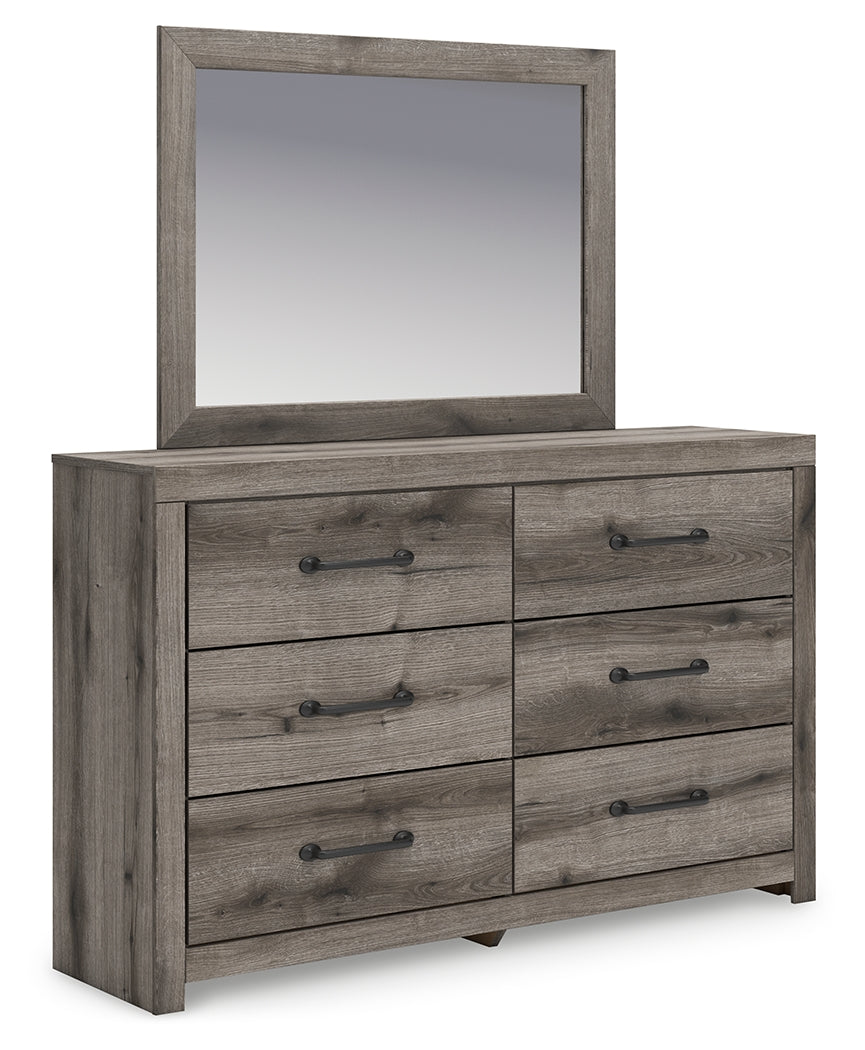Graystorm Full Panel Bed with Storage with Mirrored Dresser in Brown Gray from Ashley - Luna Furniture