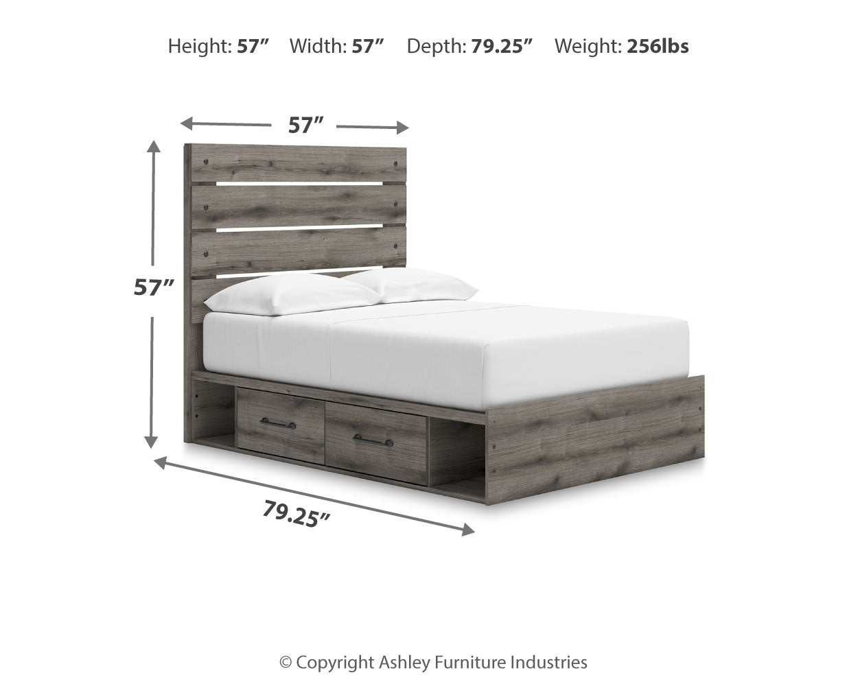 Graystorm Full Panel Bed with Storage with Mirrored Dresser in Brown Gray from Ashley - Luna Furniture