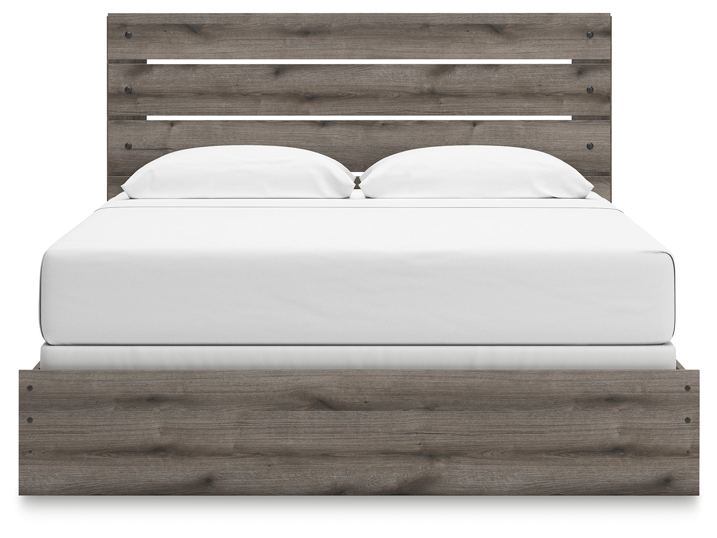 Graystorm King Panel Bed with Mirrored Dresser, Chest and Nightstand in Brown Gray from Ashley - Luna Furniture