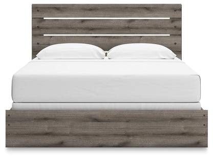 Graystorm King Panel Bed with Mirrored Dresser, Chest and Nightstand in Brown Gray from Ashley - Luna Furniture