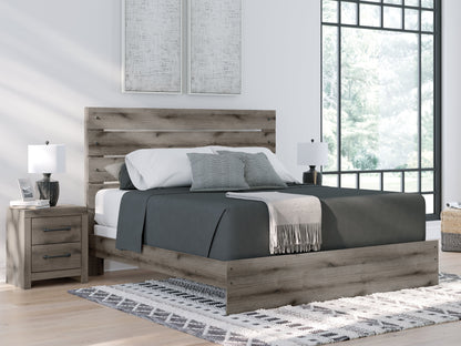 Graystorm King Panel Bed with Mirrored Dresser in Brown Gray from Ashley - Luna Furniture