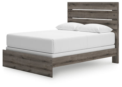 Graystorm Queen Panel Bed with Mirrored Dresser and 2 Nightstands in Brown Gray from Ashley - Luna Furniture