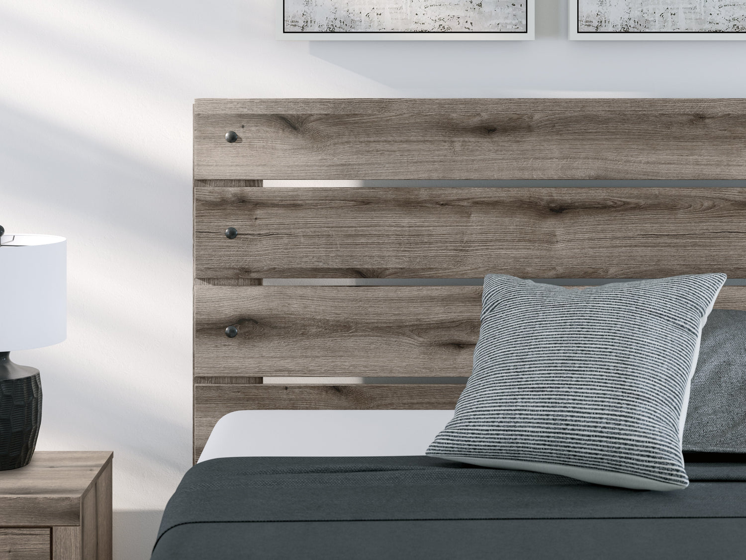 Graystorm Queen Panel Bed with Mirrored Dresser and Chest in Brown Gray from Ashley - Luna Furniture