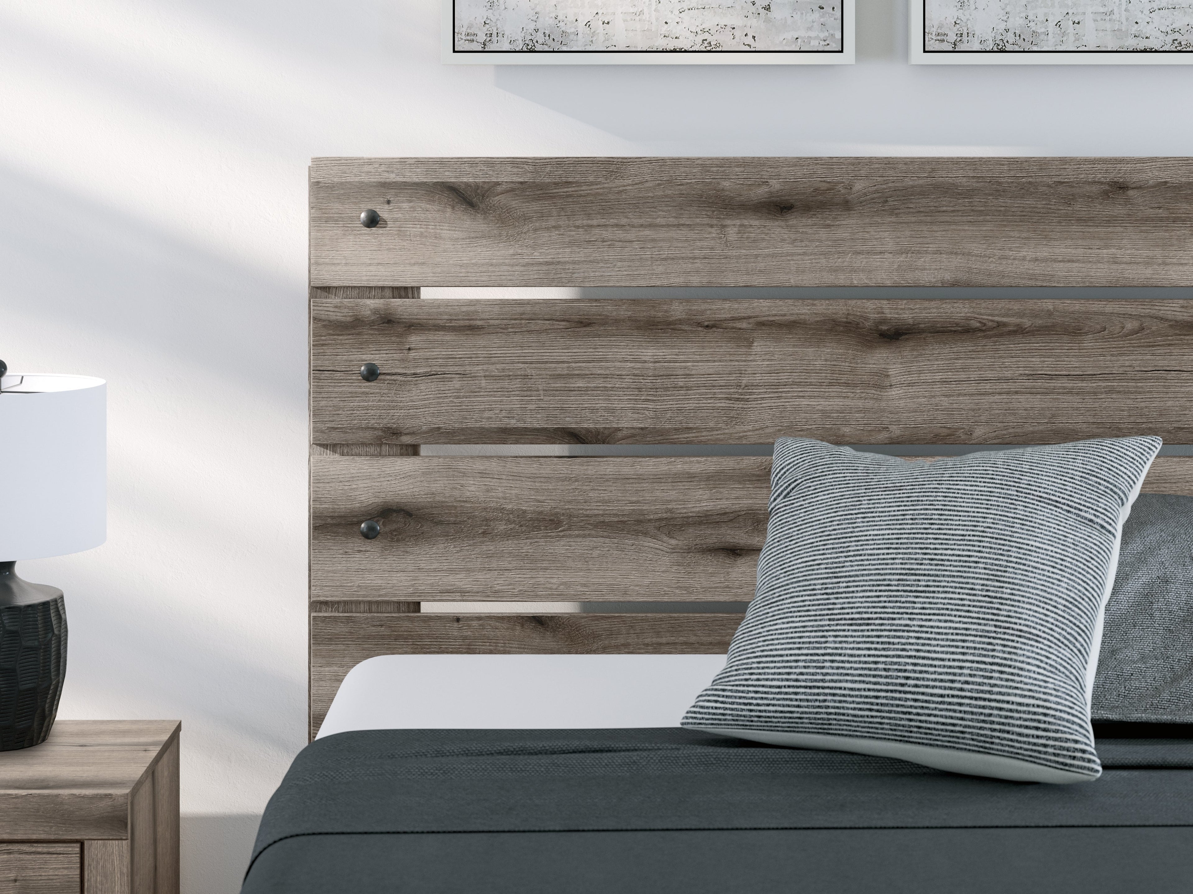 Graystorm Queen Panel Bed with Mirrored Dresser and Chest in Brown Gray from Ashley - Luna Furniture