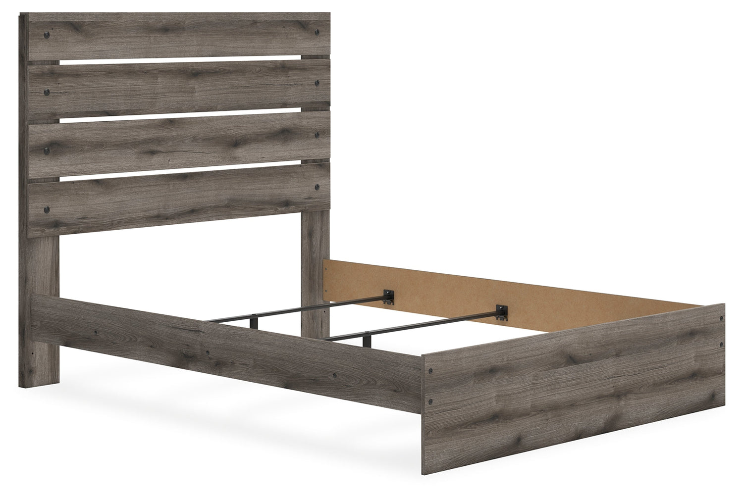 Graystorm Queen Panel Bed with Mirrored Dresser and Nightstand in Brown Gray from Ashley - Luna Furniture