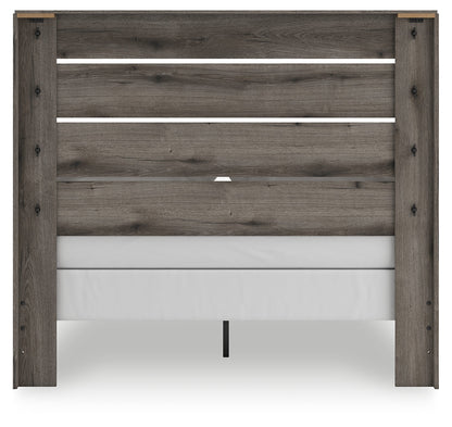 Graystorm Queen Panel Bed with Mirrored Dresser and Nightstand in Brown Gray from Ashley - Luna Furniture