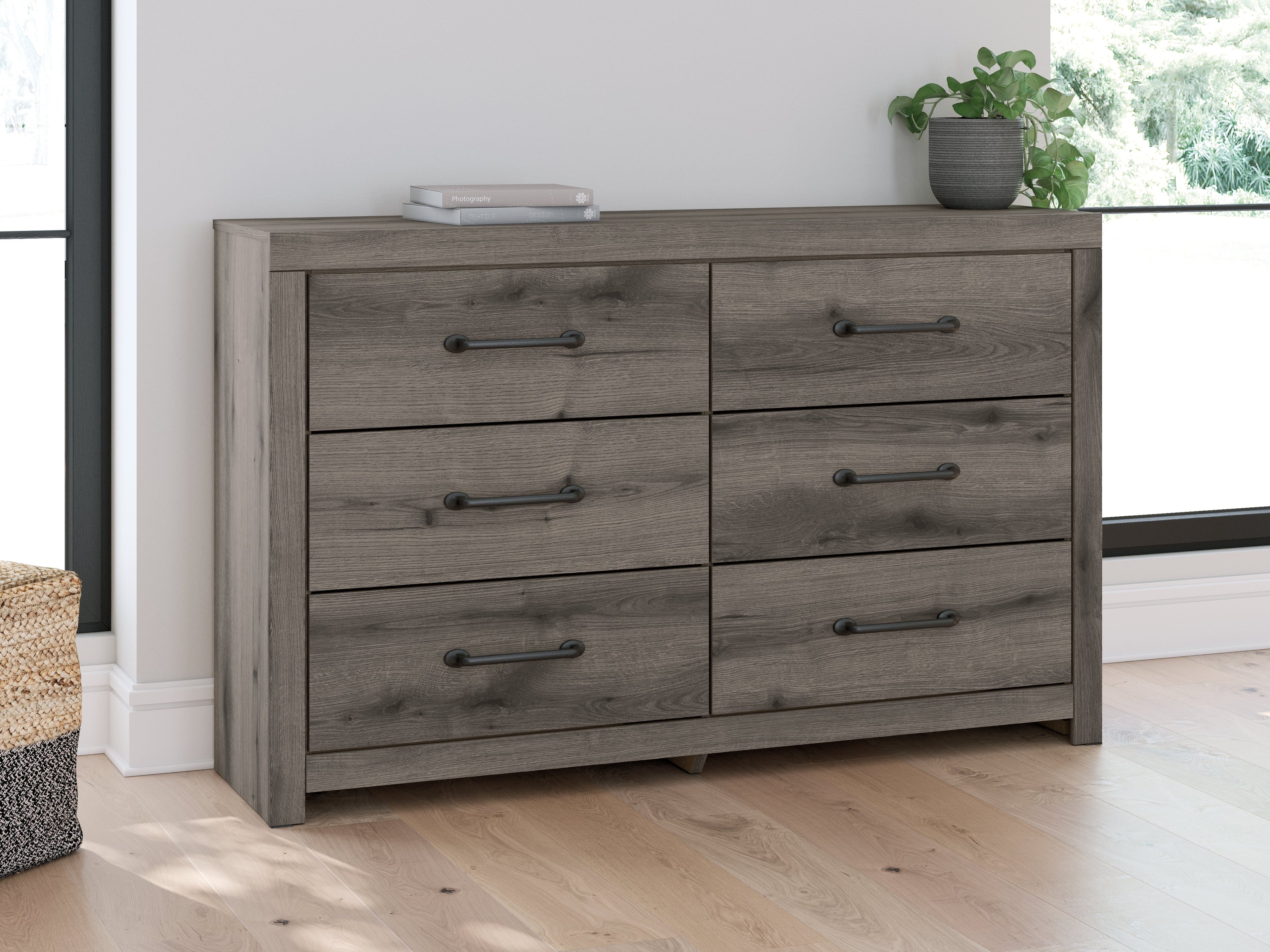 Graystorm Twin Panel Bed with Dresser and Nightstand in Brown Gray from Ashley - Luna Furniture