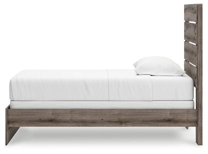 Graystorm Twin Panel Bed with Mirrored Dresser and 2 Nightstands in Brown Gray from Ashley - Luna Furniture