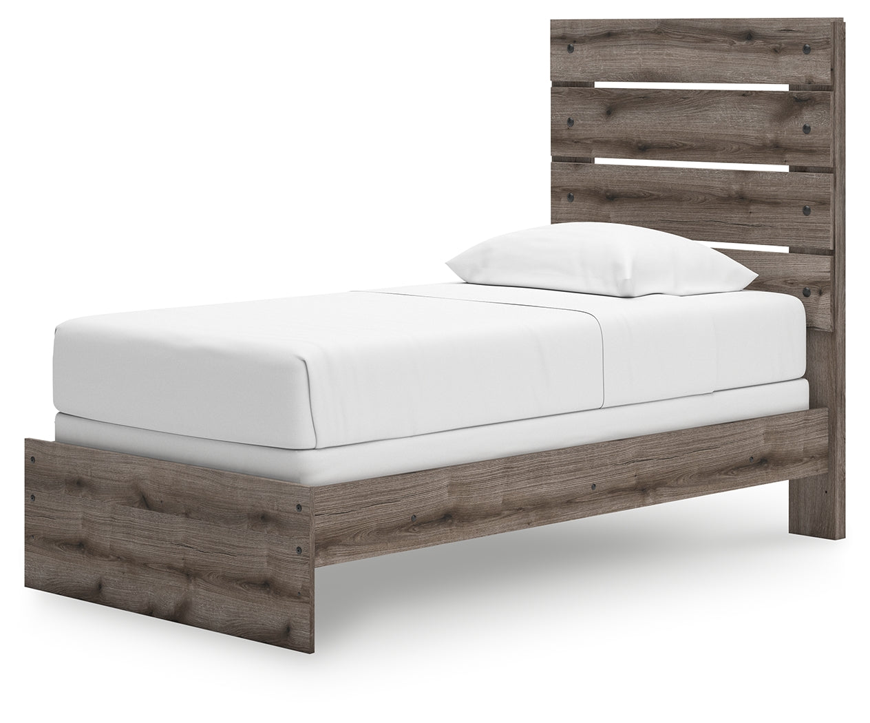 Graystorm Twin Panel Bed with Mirrored Dresser and 2 Nightstands in Brown Gray from Ashley - Luna Furniture