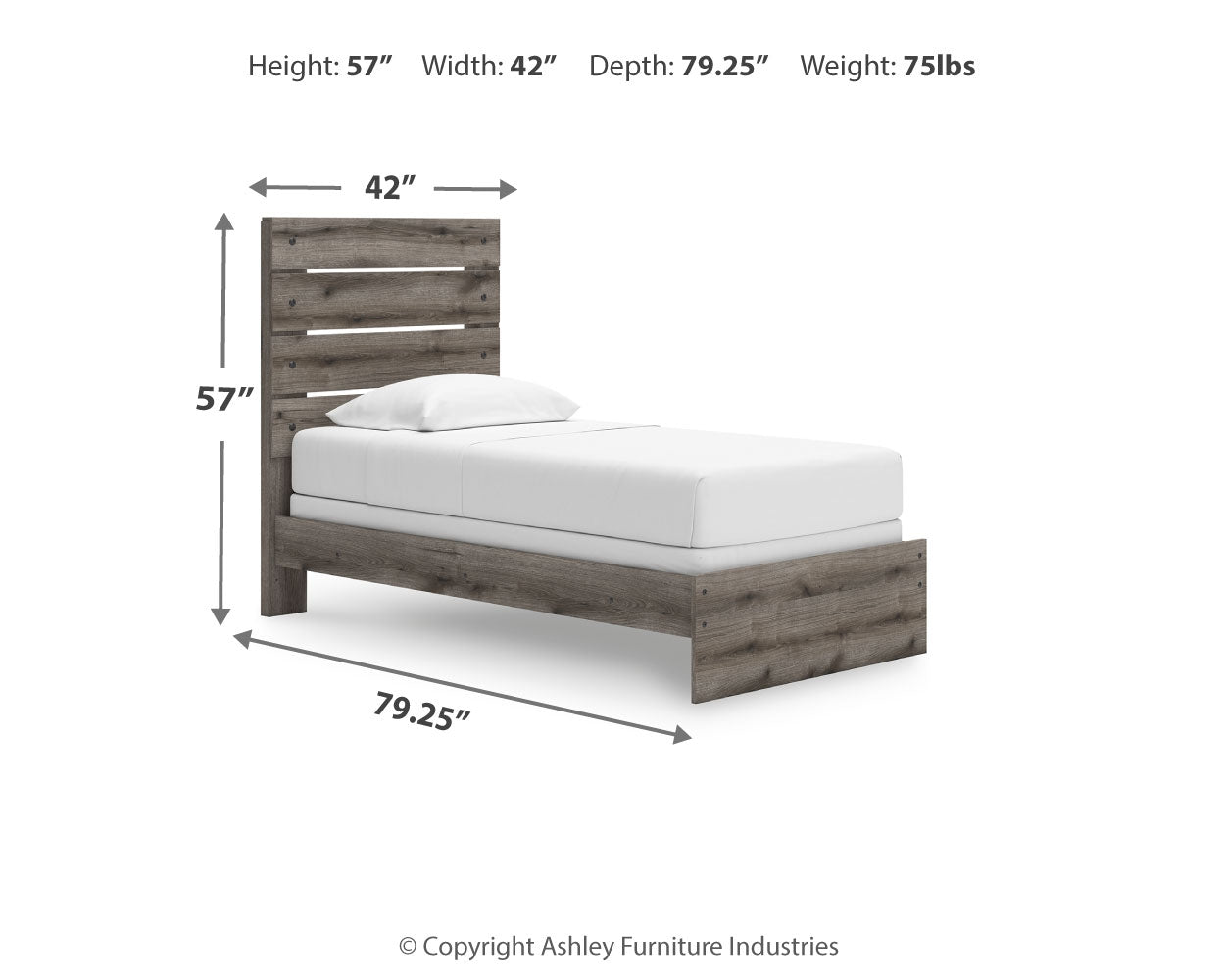Graystorm Twin Panel Bed with Mirrored Dresser and 2 Nightstands in Brown Gray from Ashley - Luna Furniture