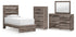 Graystorm Twin Panel Bed with Mirrored Dresser and Chest in Brown Gray from Ashley - Luna Furniture