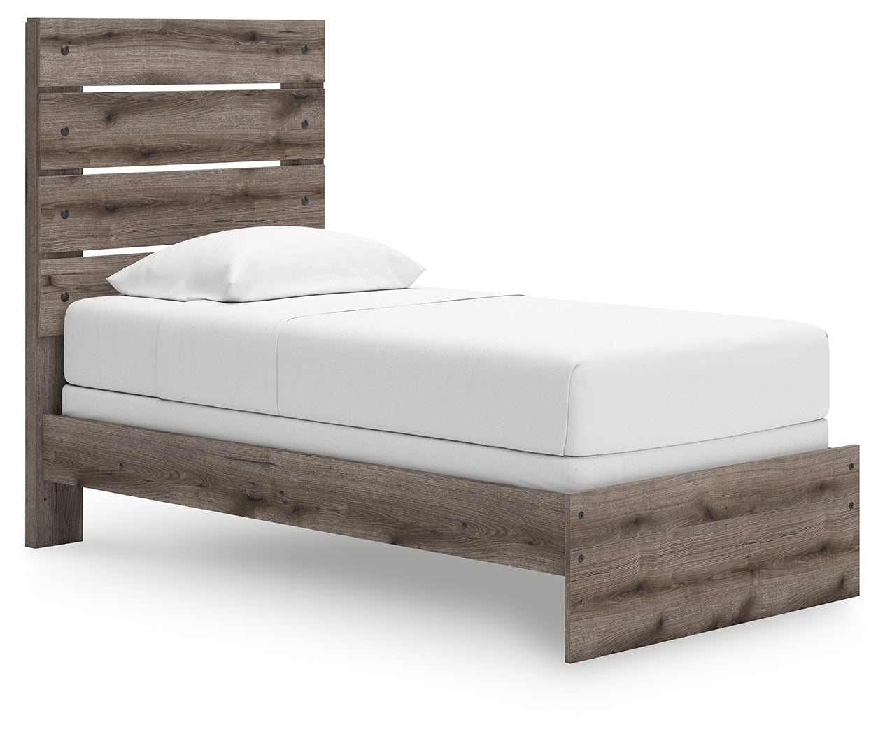 Graystorm Twin Panel Bed with Mirrored Dresser, Chest and 2 Nightstands in Brown Gray from Ashley - Luna Furniture