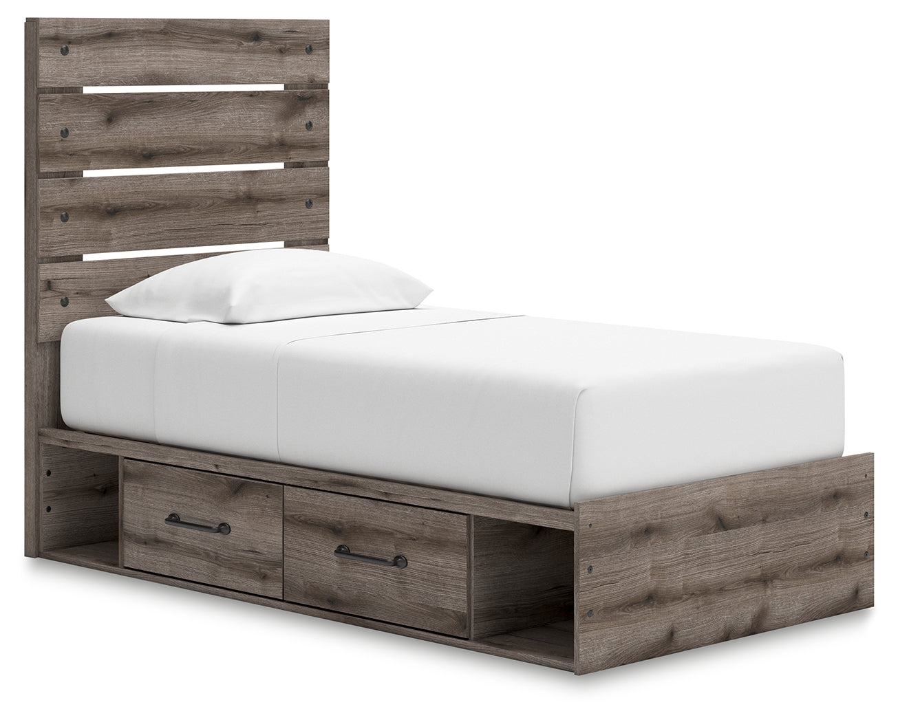 Graystorm Twin Panel Bed with Storage with Dresser and Nightstand in Brown Gray from Ashley - Luna Furniture