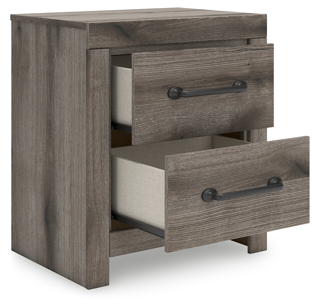 Graystorm Twin Panel Bed with Storage with Mirrored Dresser and 2 Nightstands in Brown Gray from Ashley - Luna Furniture